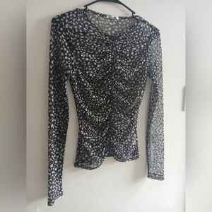 Reformation Black and White Patterned Long Sleeve Top